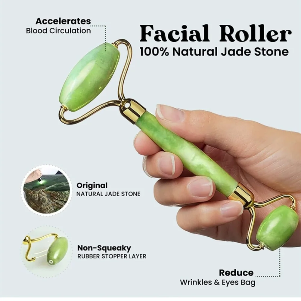 Gua Sha Facial Tool & Jade Roller Set for Skin Care